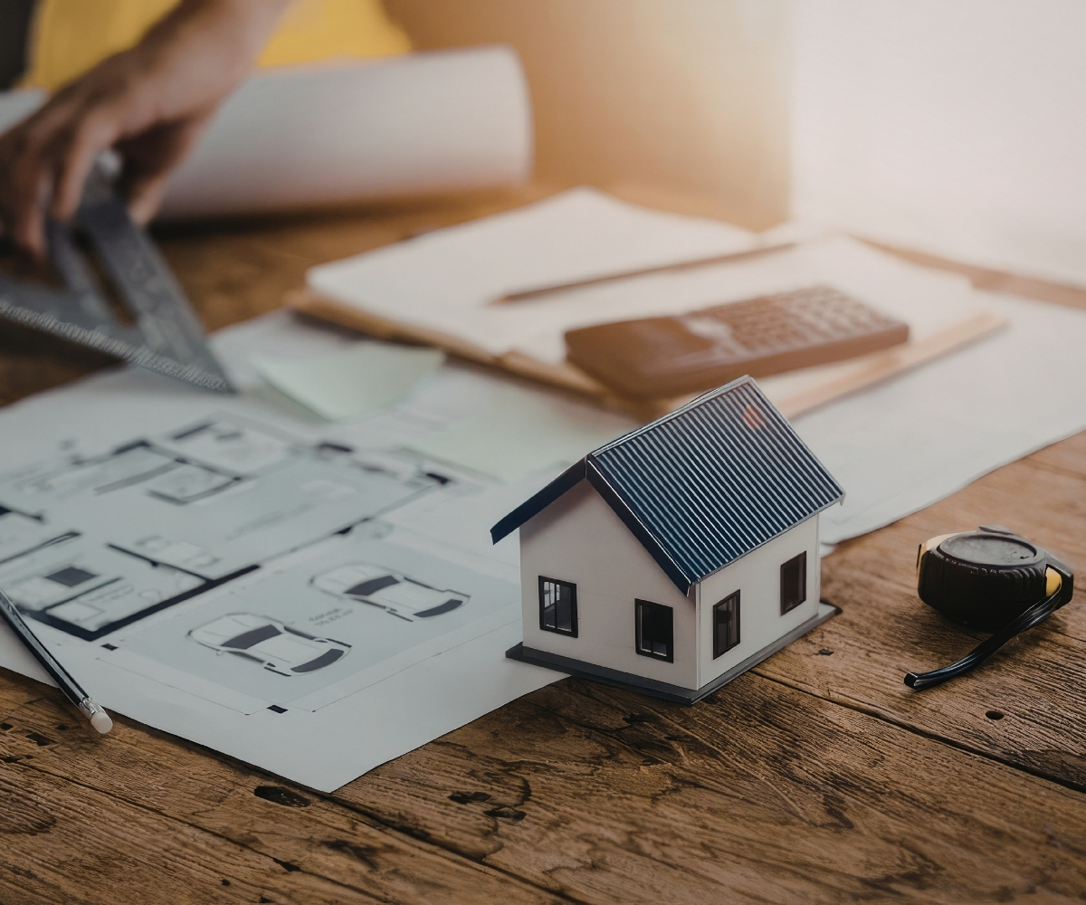 Plan cadastral, machetă și instrumente de măsurare